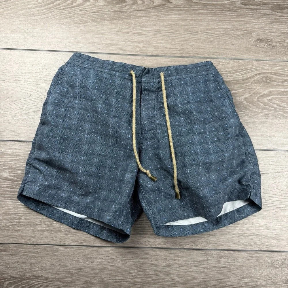 Thorsun Men's Geometric Pattern Lined Drawstring Swim Trunks Blue Size‎ 32